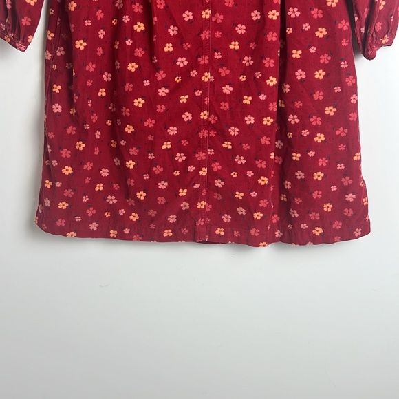 L.L. Bean Girl's Medium Red Ditsy Floral Corduroy A-Line Dress 100% Cotton - Picture 7 of 13